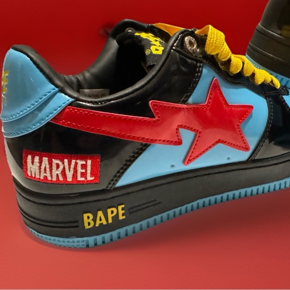 BAPE x Marvel Bapesta Sneakers Size 10 – Rare Collab Blue Red Yellow - Picture 5 of 16